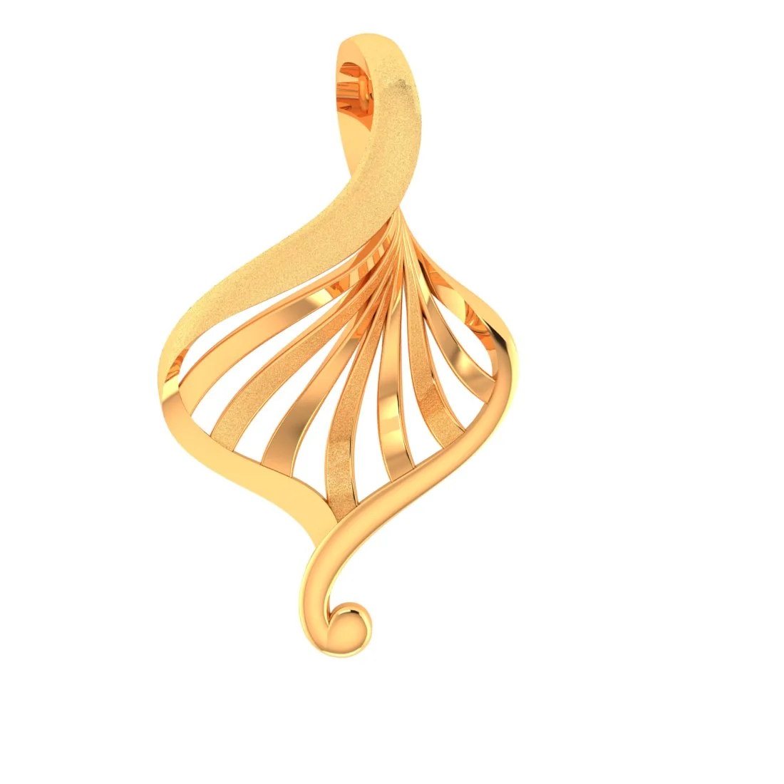 14KT Gold Ginkgo Flow Designer Pendant - Image 2
