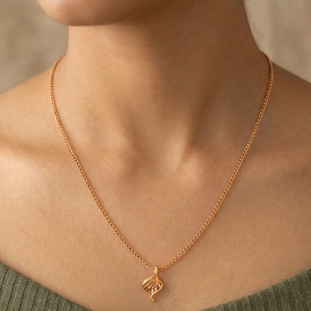 14KT Gold Ginkgo Flow Designer Pendant - Image 3