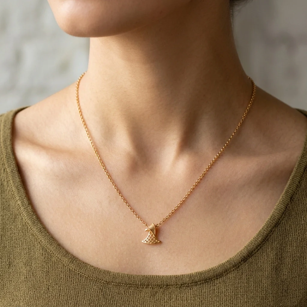 14KT Gold Ginkgo Mesh Designer Pendant - Image 2