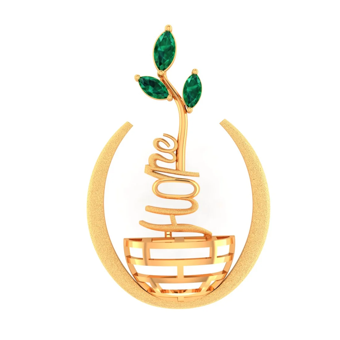 14KT Gold Hope Leaf Pendant – Nature-Inspired Design with Green Stone Leaves - Image 2