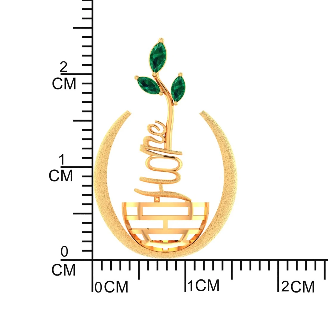 14KT Gold Hope Leaf Pendant – Nature-Inspired Design with Green Stone Leaves - Image 5