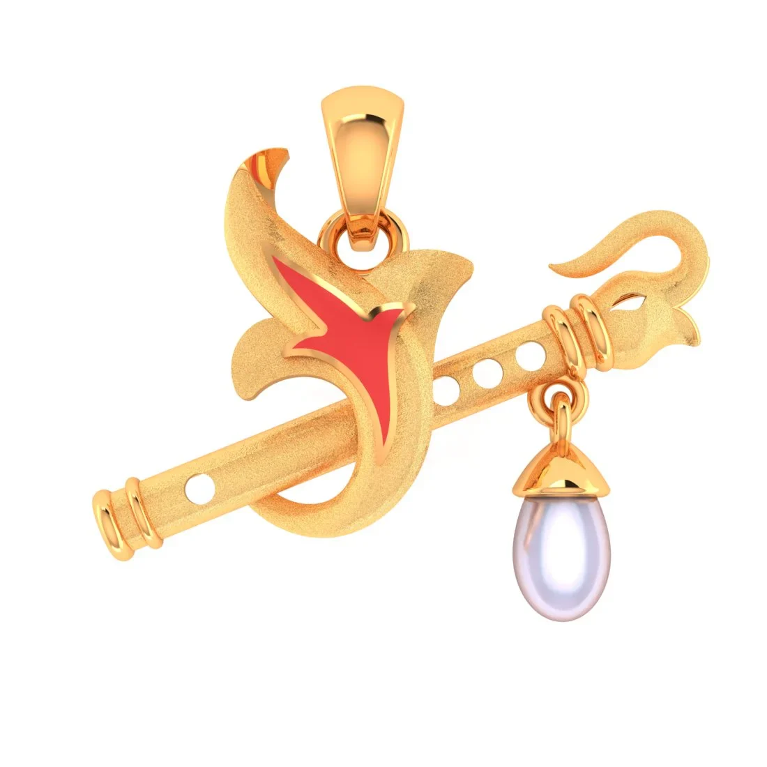 14KT Gold Lord Krishna with Flute Pendant for Men & Women (Without Chain) - Image 2