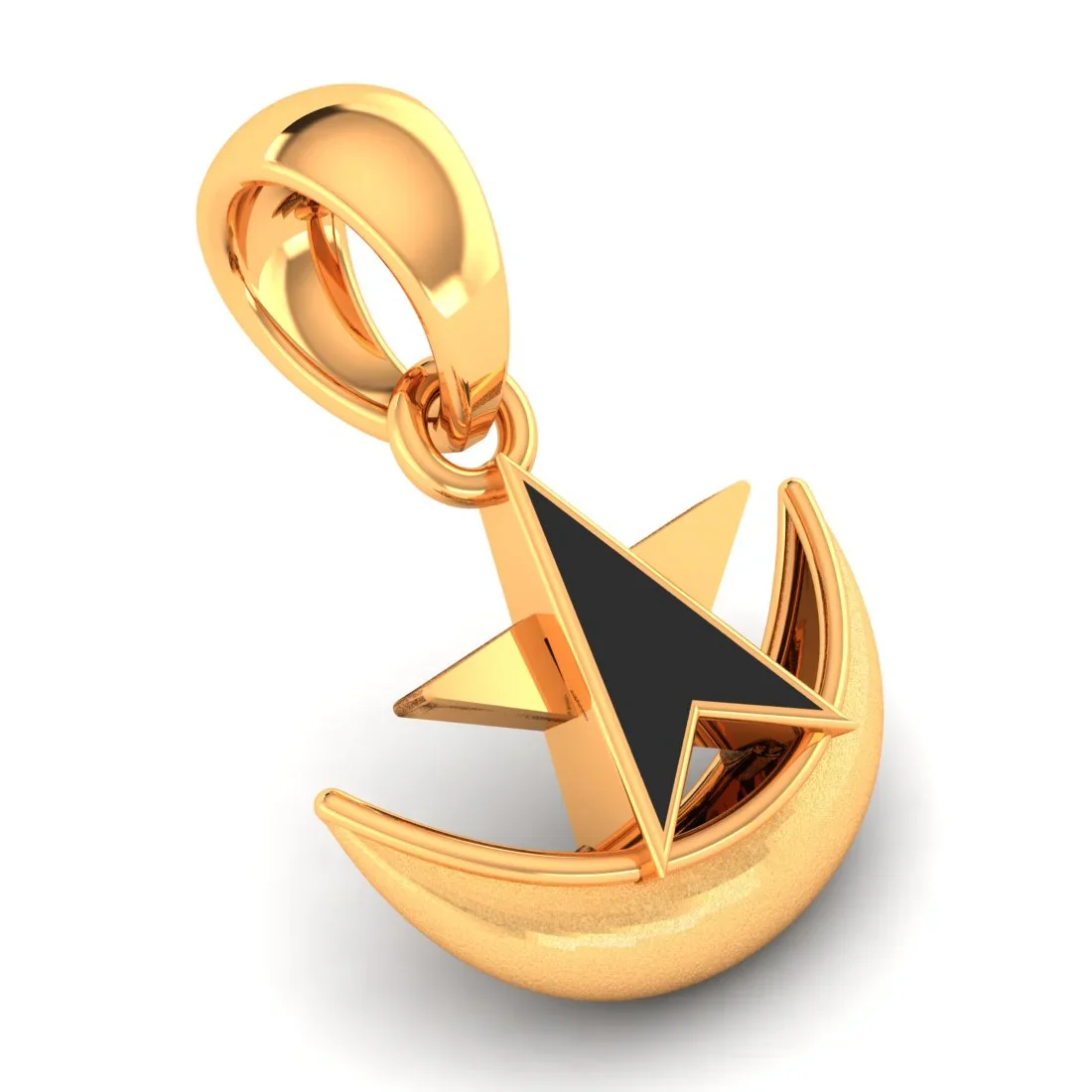 14KT Gold Moon Star Pendant (Without Chain) - Image 2