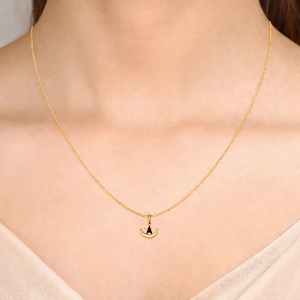 14KT Gold Moon Star Pendant (Without Chain) - Image 3