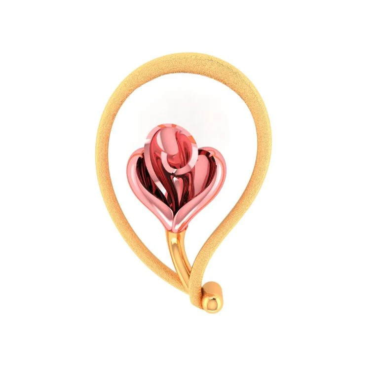 14KT Gold Pendant Embrace Heart Bloom Dual Tone Design - Image 2