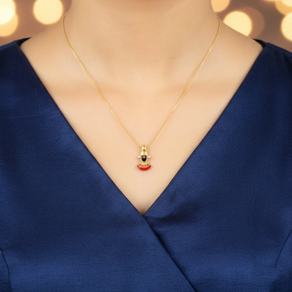14KT Gold Shree Triputi Balaji Idol Pendant (Without Chain) - Image 3
