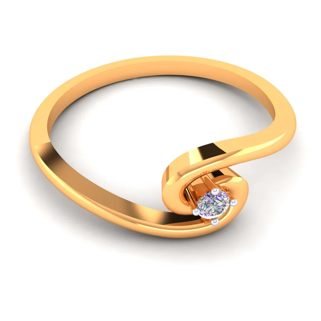 14KT Gold Spira Glow Women’s Designer Ring with Stone - Image 3
