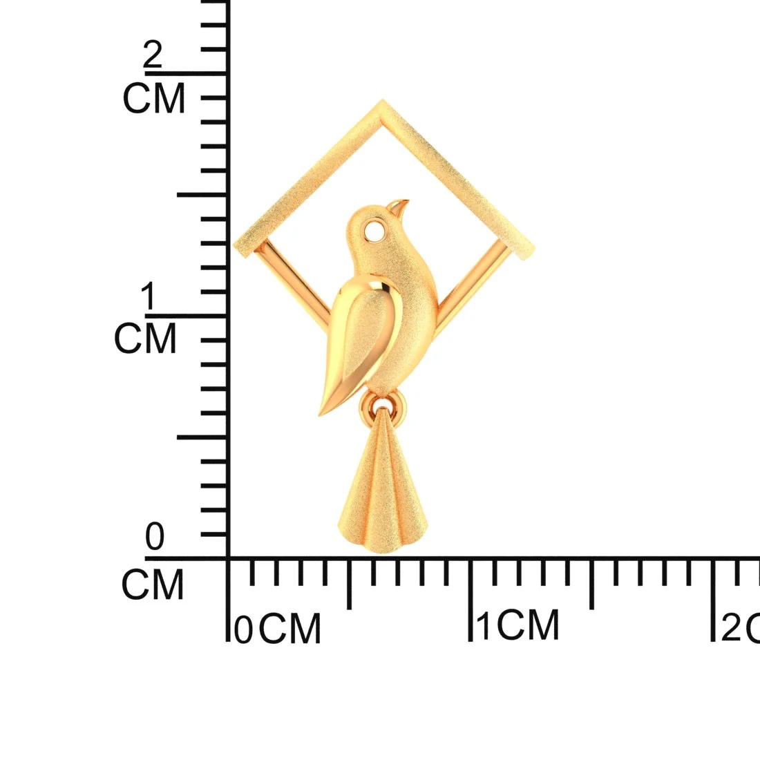 14KT Gold Whispering Bird Pendant – Minimal Hanging Bird Design with Geometric Frame - Image 4