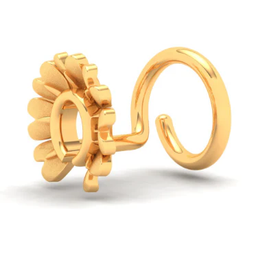 14KT Half Flower Shaped Gold Nosepin From Online Exclusive Collection - Image 2