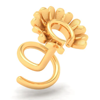 14KT Half Flower Shaped Gold Nosepin From Online Exclusive Collection - Image 5