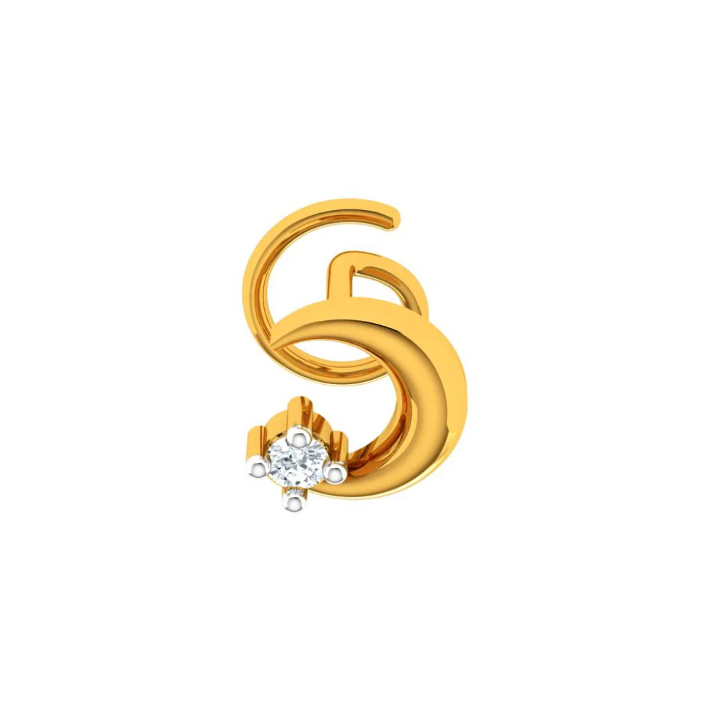 14KT Impeccably Designed Stone Studded Gold Nose Pin For You - Image 4