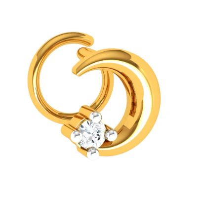 14KT Impeccably Designed Stone Studded Gold Nose Pin For You - Image 7
