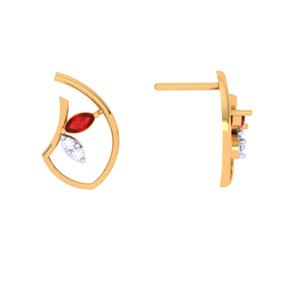 14KT Intricately Crafted Latest Design Of Gold Earrings - Image 2