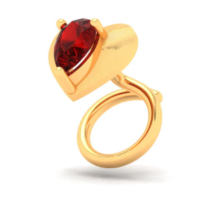 14KT Love Shaped Stud Gold Nosepin With Red Stone From Online Exclusive Collection - Image 5