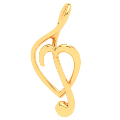 14KT Musical Note And Heart Shape Gold Pendant From Online Exclusive - Image 3