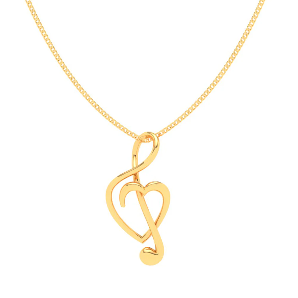 14KT Musical Note And Heart Shape Gold Pendant From Online Exclusive - Image 4