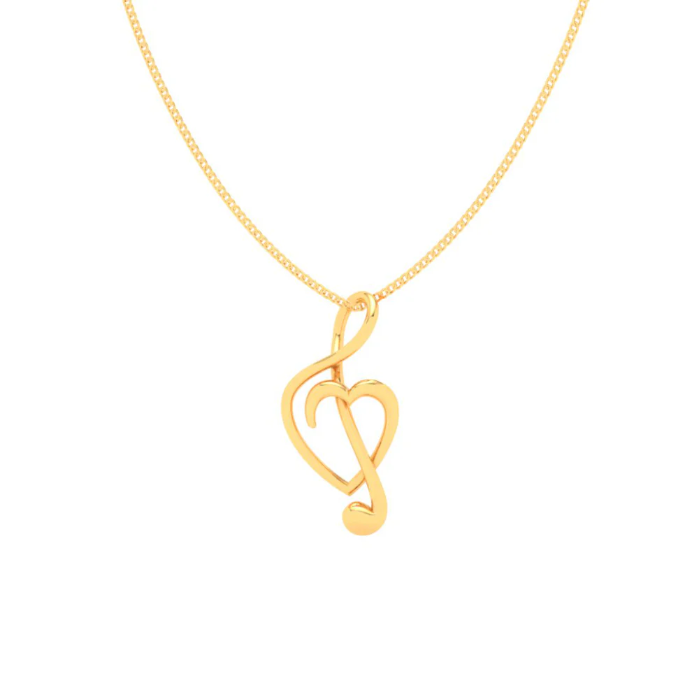 14KT Musical Note And Heart Shape Gold Pendant From Online Exclusive - Image 6