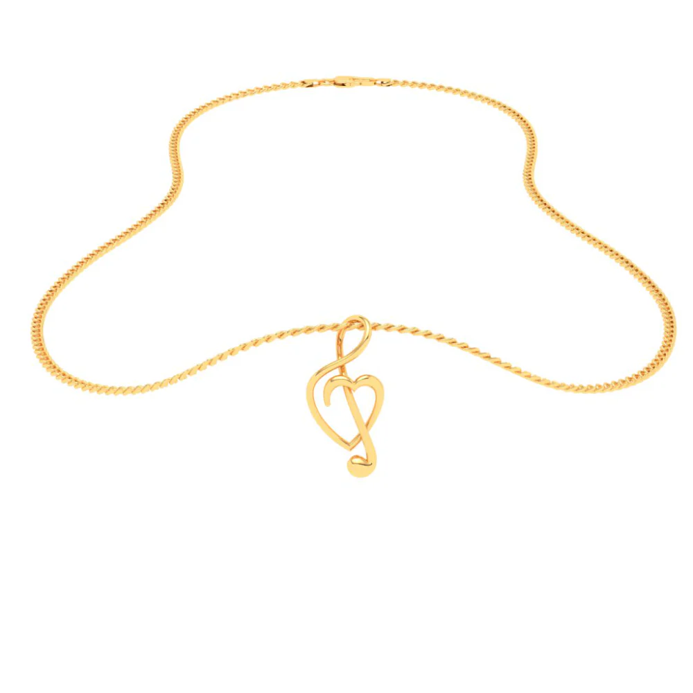14KT Musical Note And Heart Shape Gold Pendant From Online Exclusive - Image 7