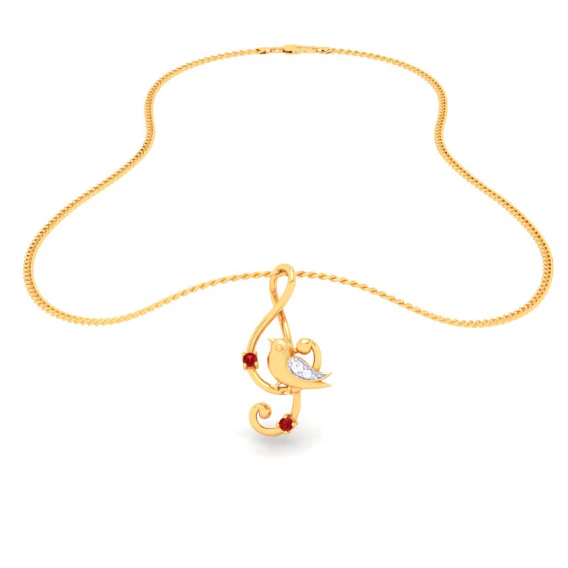 14KT Musical Note Bird Gold Pendant From Amazea Collection - Image 6