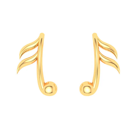 14KT Musical Note Gold Earrings From Amazea Collection