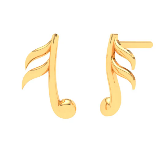 14KT Musical Note Gold Earrings From Amazea Collection - Image 2