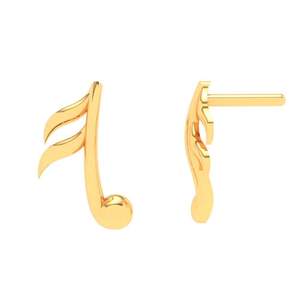 14KT Musical Note Gold Earrings From Amazea Collection - Image 3