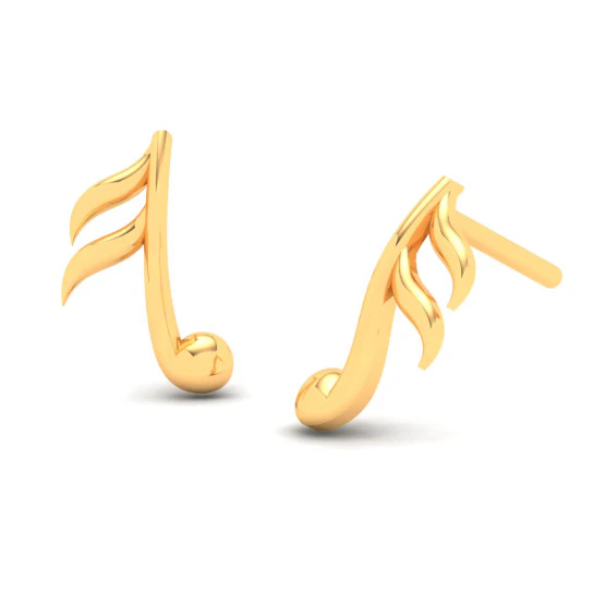 14KT Musical Note Gold Earrings From Amazea Collection - Image 5