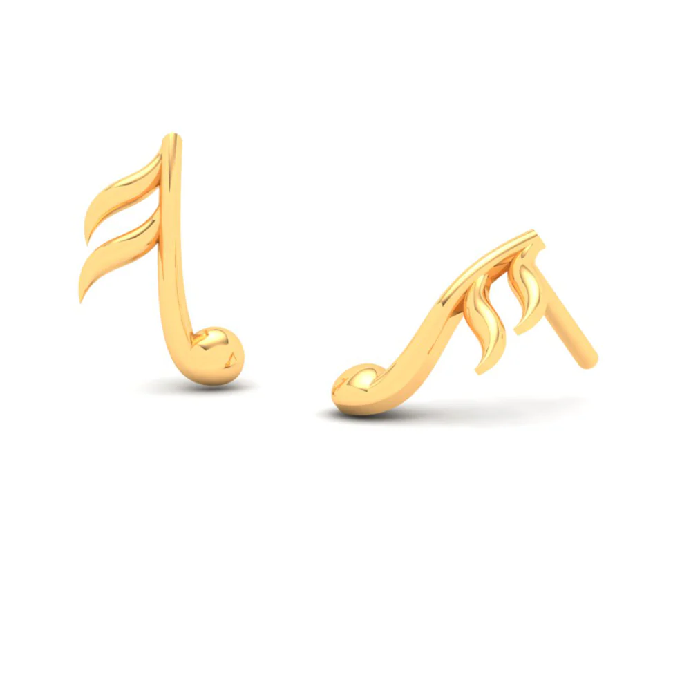 14KT Musical Note Gold Earrings From Amazea Collection - Image 6