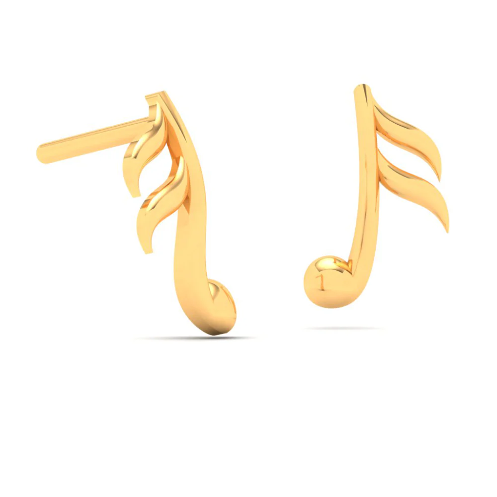 14KT Musical Note Gold Earrings From Amazea Collection - Image 7