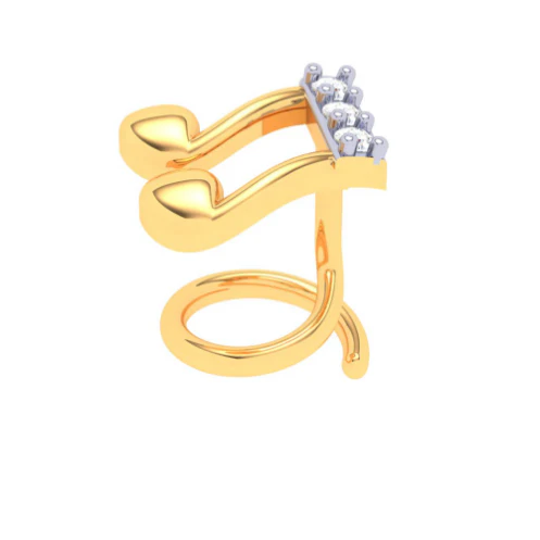 14KT Musical Note Gold Nosepin With Three Stones From Online Exclusive - Image 2
