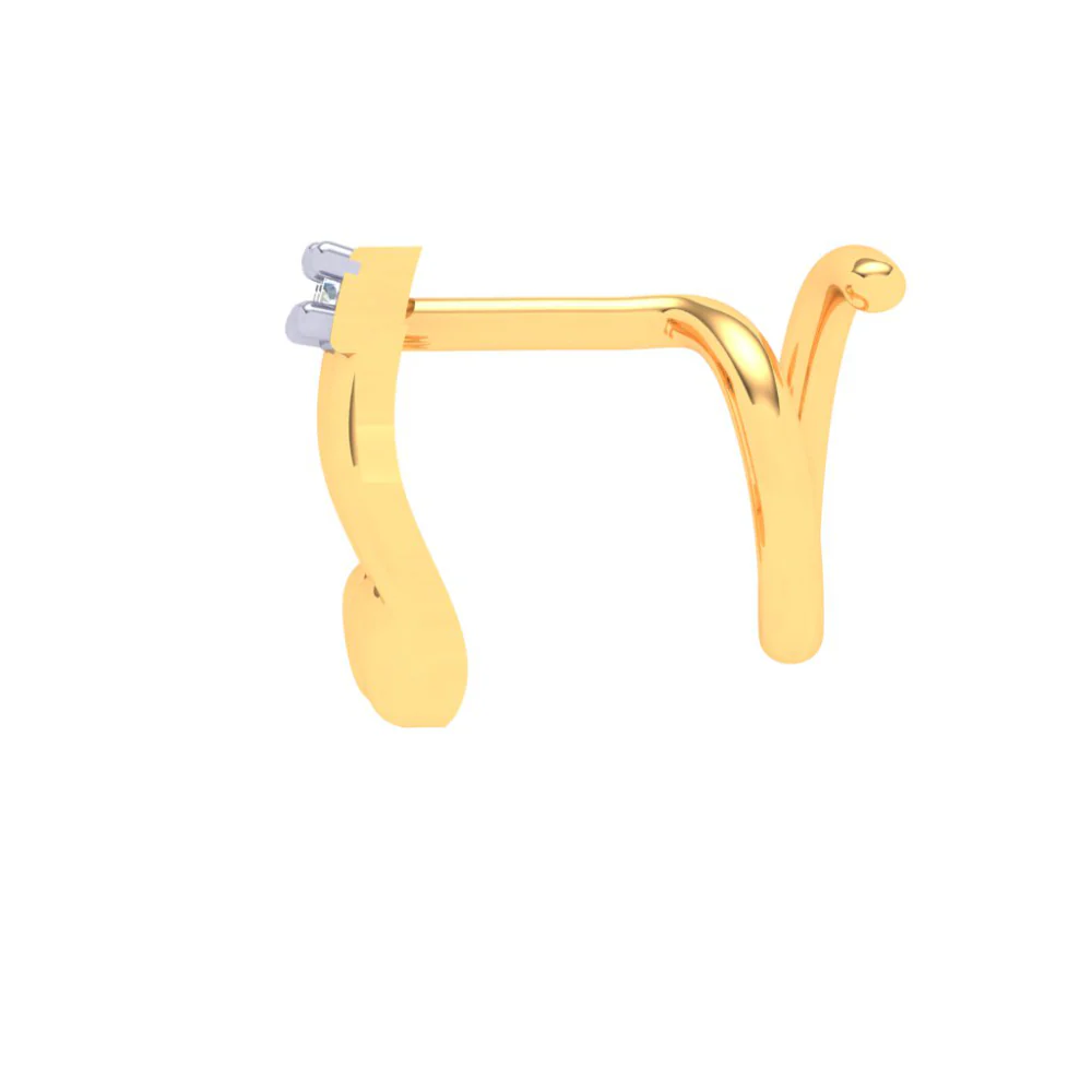 14KT Musical Note Gold Nosepin With Three Stones From Online Exclusive - Image 4