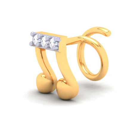 14KT Musical Note Gold Nosepin With Three Stones From Online Exclusive - Image 6