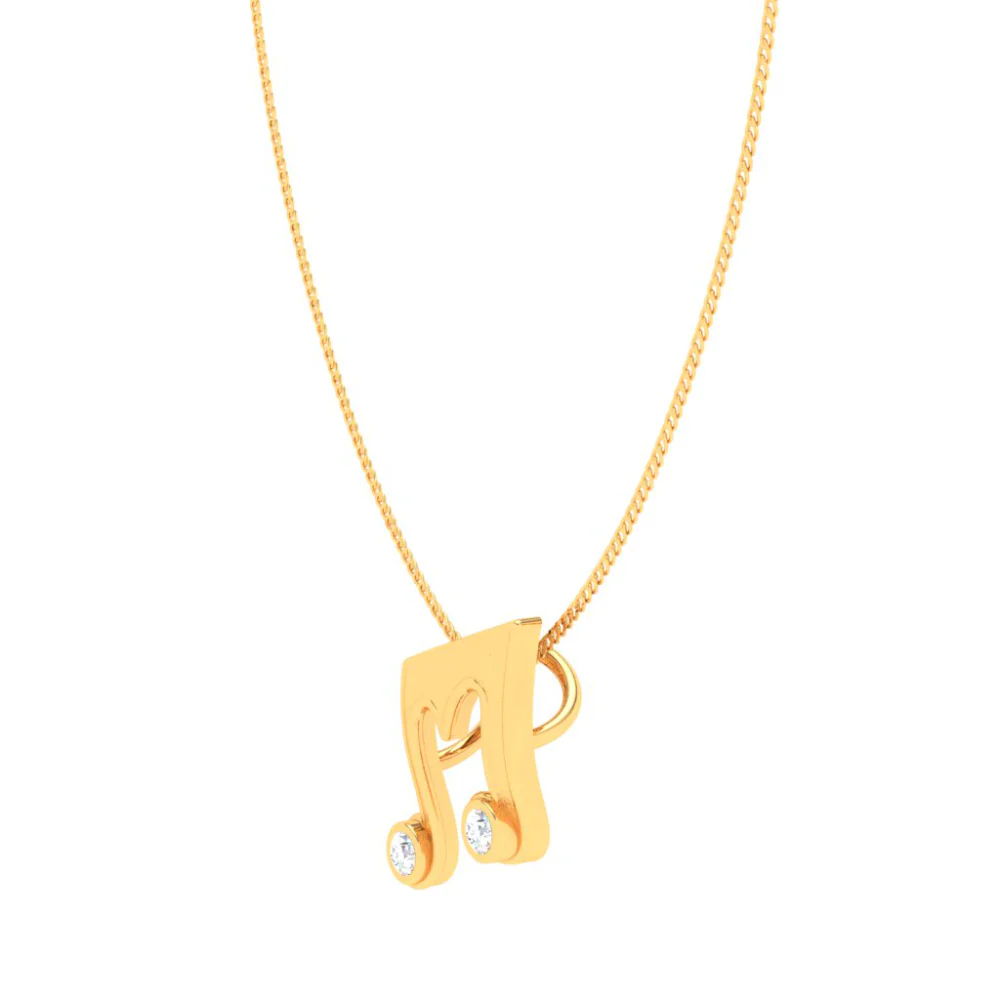 14KT Musical Note 'm' Shape Gold Pendant From Online Exclusive - Image 6