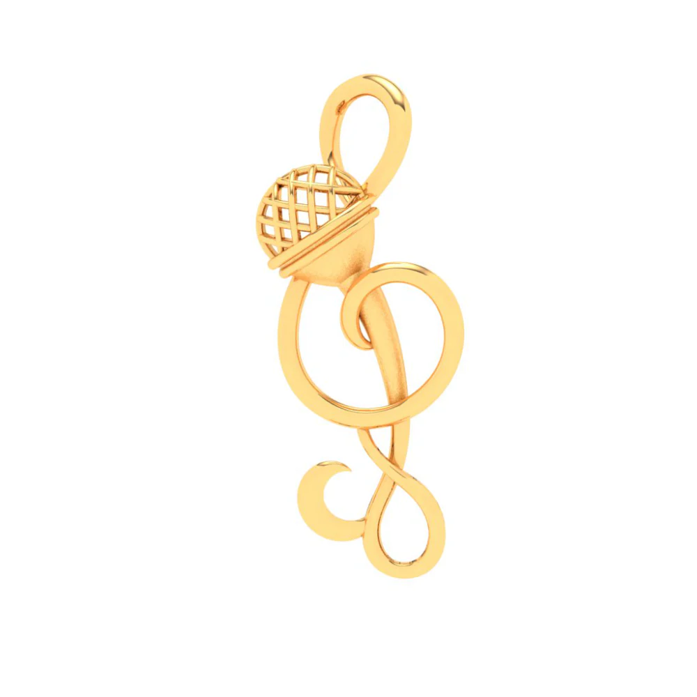 14KT Musical Note Microphone Gold Pendant From Online Exclusive