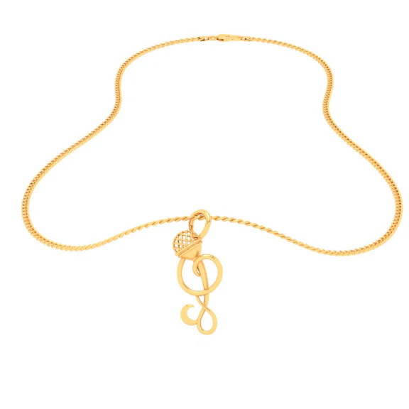14KT Musical Note Microphone Gold Pendant From Online Exclusive - Image 4