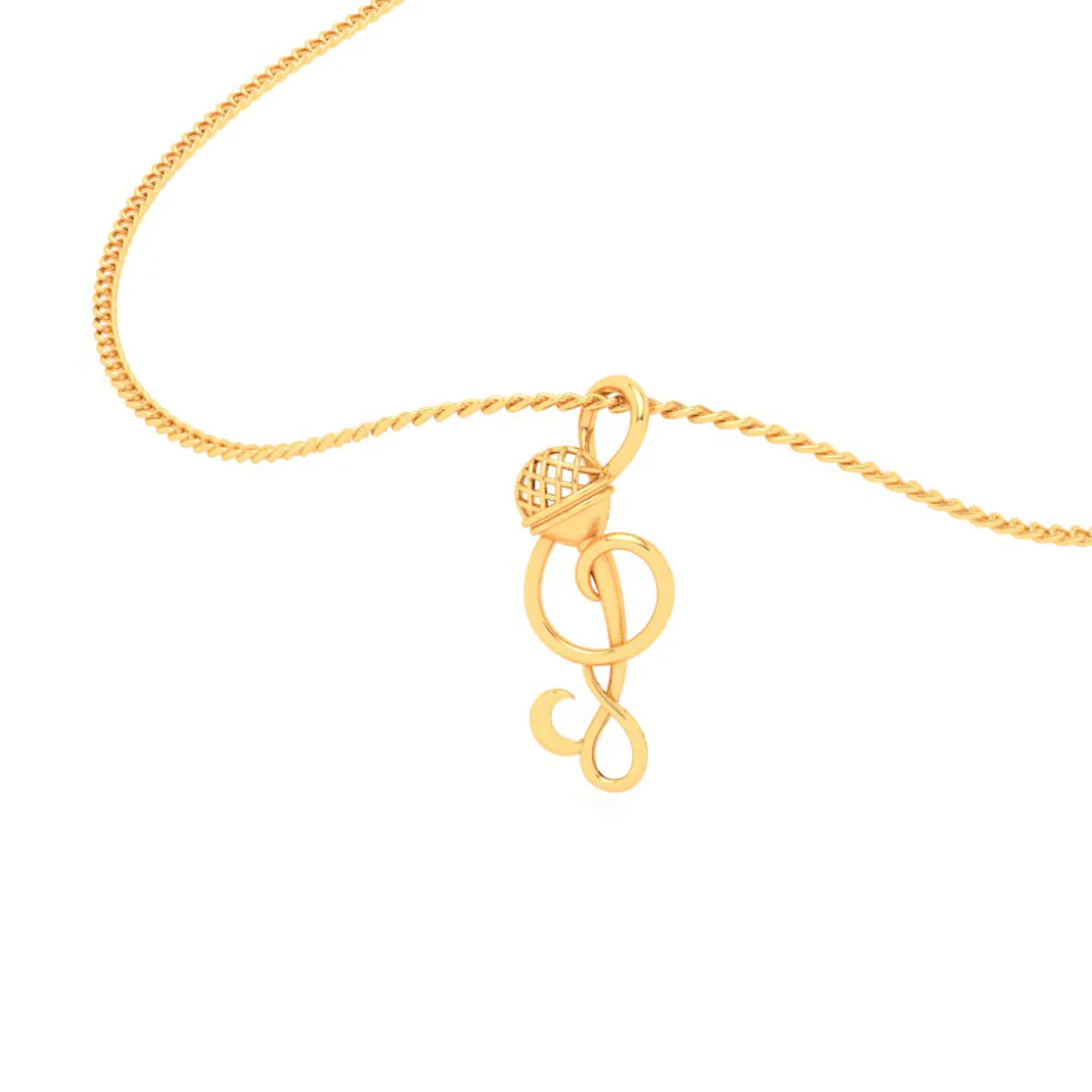 14KT Musical Note Microphone Gold Pendant From Online Exclusive - Image 6
