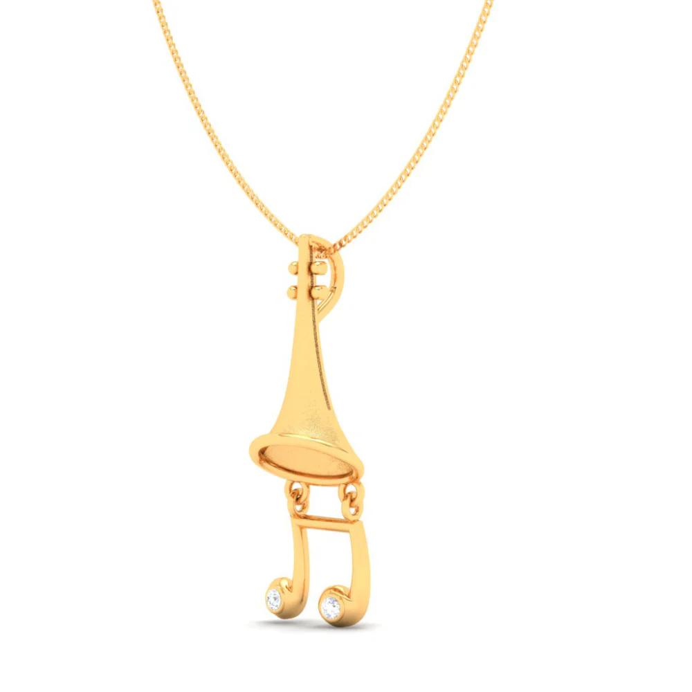 14KT Musical Note Trumpet Gold Pendant From Amazea Collection - Image 4