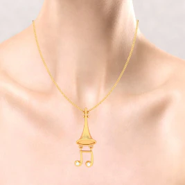 14KT Musical Note Trumpet Gold Pendant From Amazea Collection - Image 7