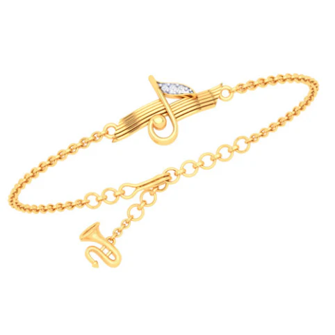 14KT Musical Note With Trumpet Gold Bracelet From Amazea Collection