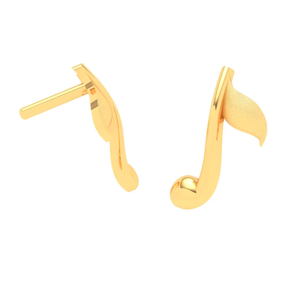 14KT Solid Musical Note Shaped Gold Earrings From Amazea Collection - Image 5