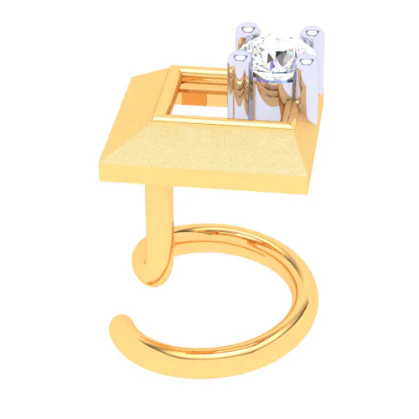 14KT Square Shaped Gold Nosepin With A Diamond From Online Exclusive Collection - Image 2
