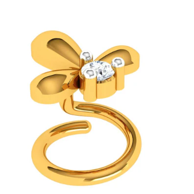 14KT Stone Studded Dazzling Gold Nose Pin - Image 2