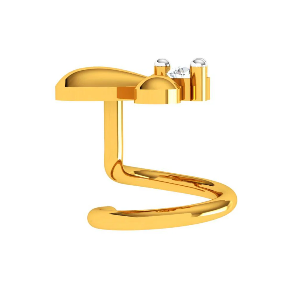 14KT Stone Studded Dazzling Gold Nose Pin - Image 3