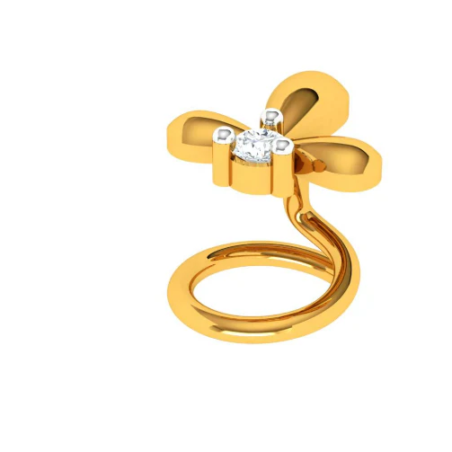 14KT Stone Studded Dazzling Gold Nose Pin - Image 6