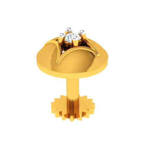 14KT Stone Studded Latest Design Gold Nose Pin - Image 4
