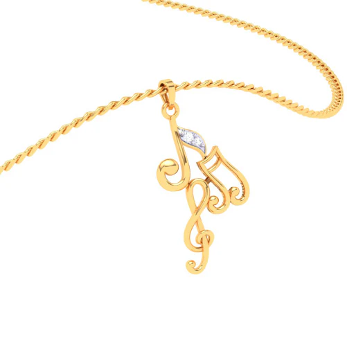 14KT Three Musical Note Gold Pendant From Amazea Collection - Image 5