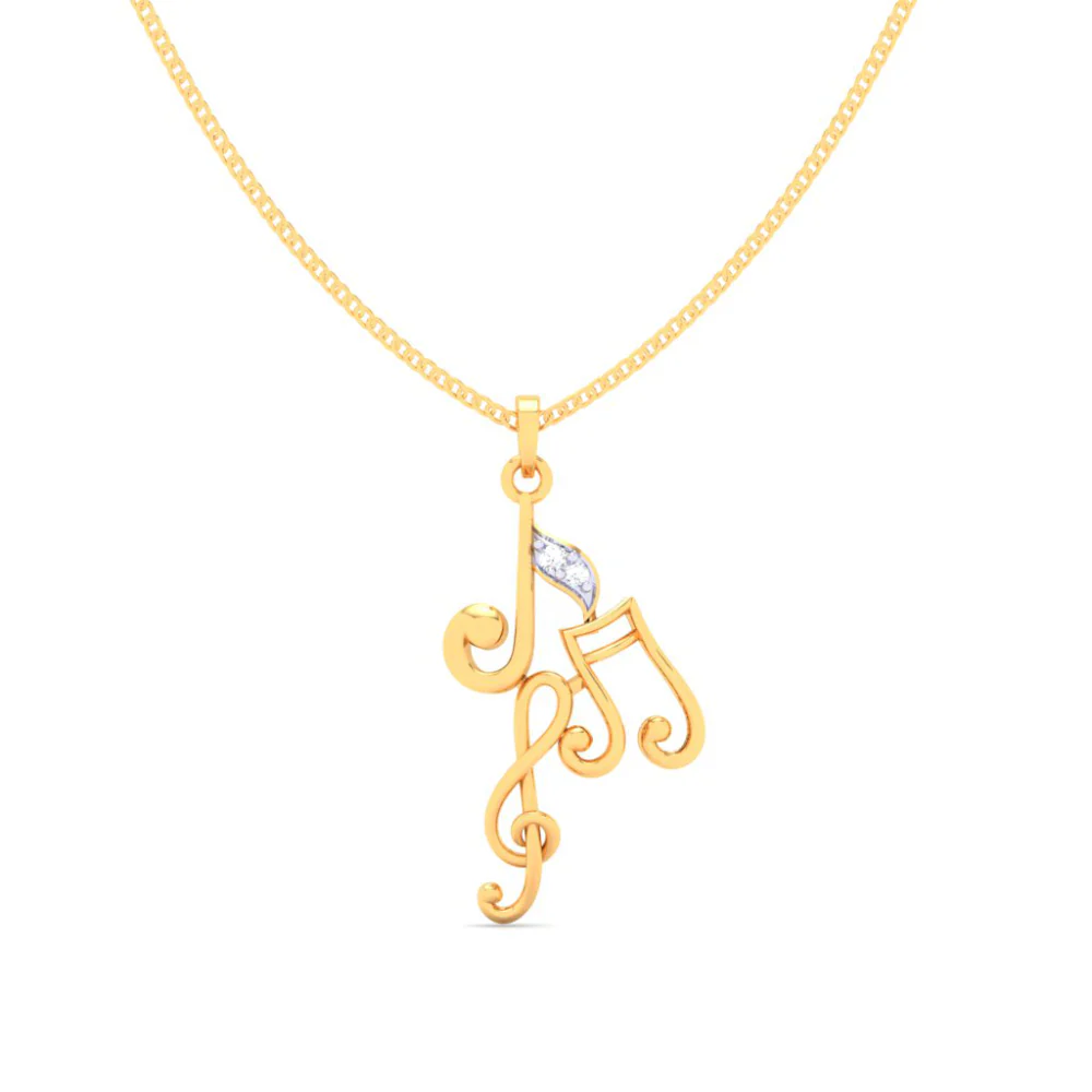 14KT Three Musical Note Gold Pendant From Amazea Collection - Image 6