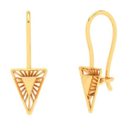 14KT Triangle Shape Gold Drop Earring From Amazea Collection - Image 2