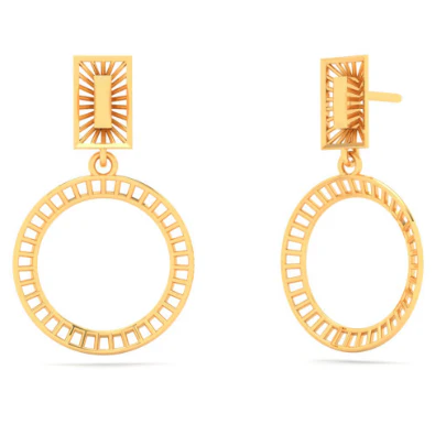 14KT Two Geometrical Shape Gold Drop Earring From Amazea Collection. - Image 2
