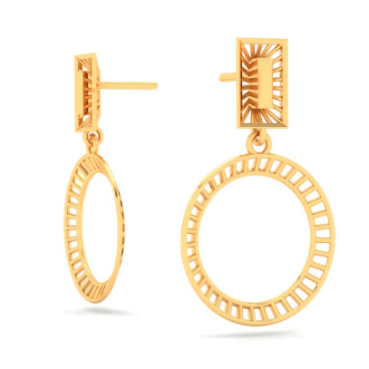 14KT Two Geometrical Shape Gold Drop Earring From Amazea Collection. - Image 5